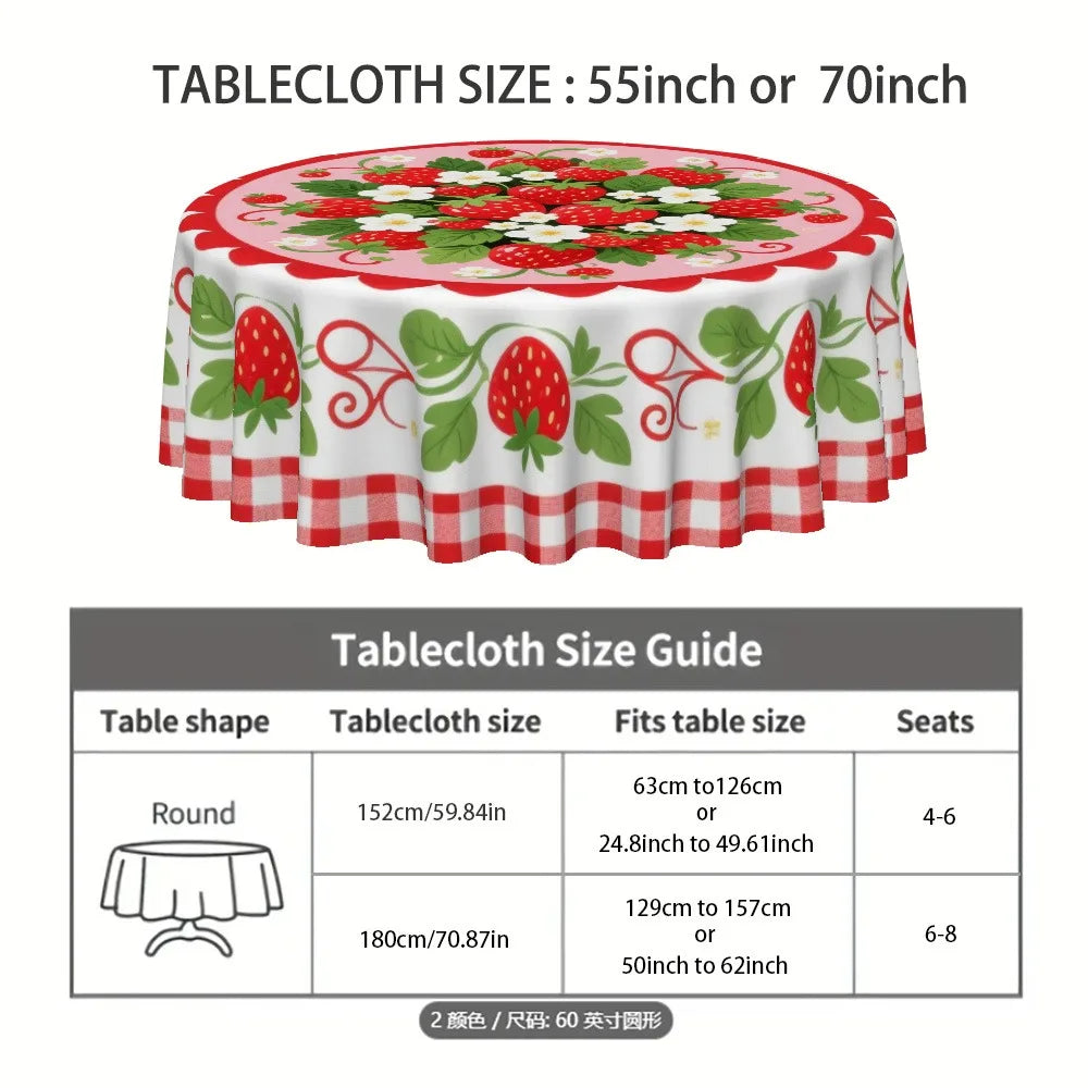 Round Strawberry Tablecloth