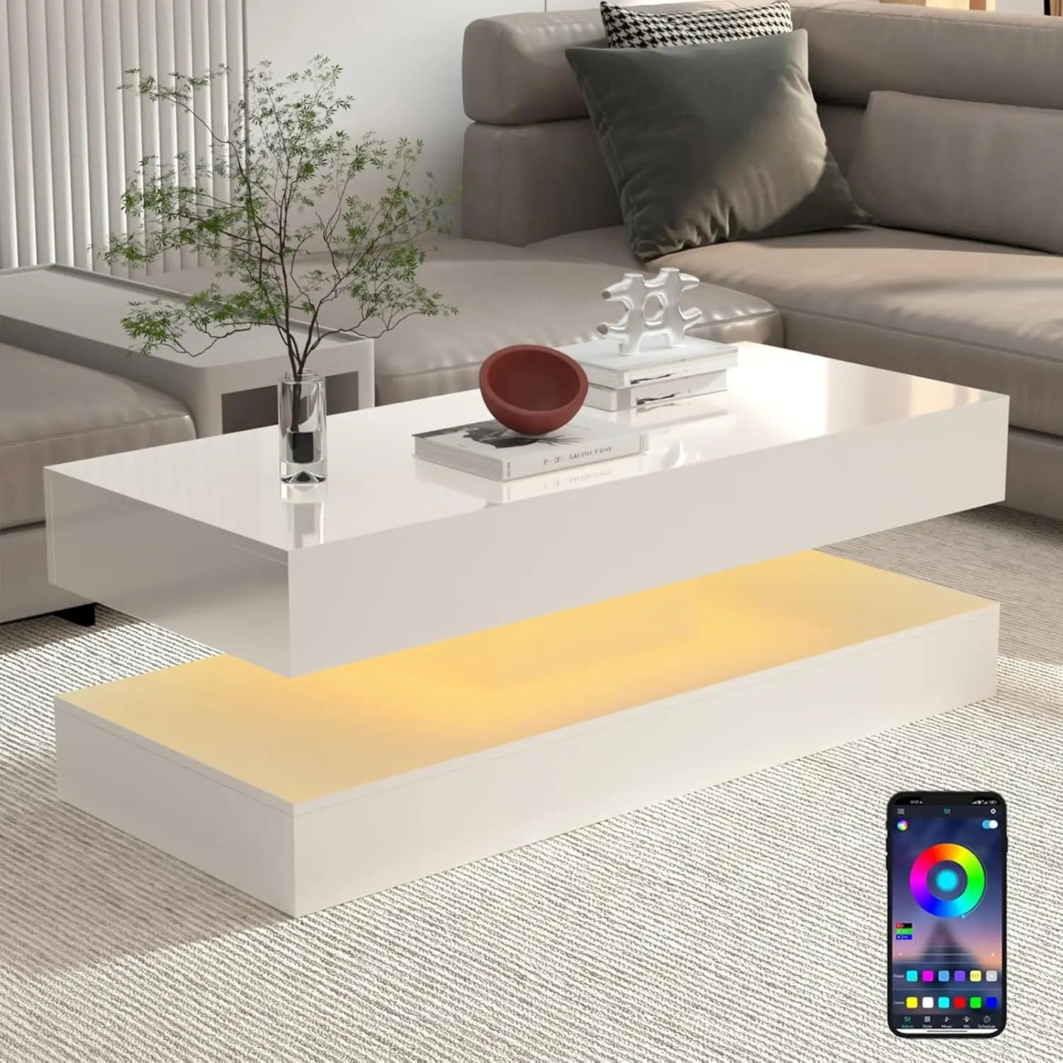 Modern  Coffee Table with LED lights