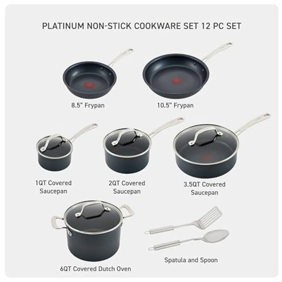 Platinum Non-Stick Cookware Set 12 Piece Induction Oven Broiler Kitchen Cooking Set