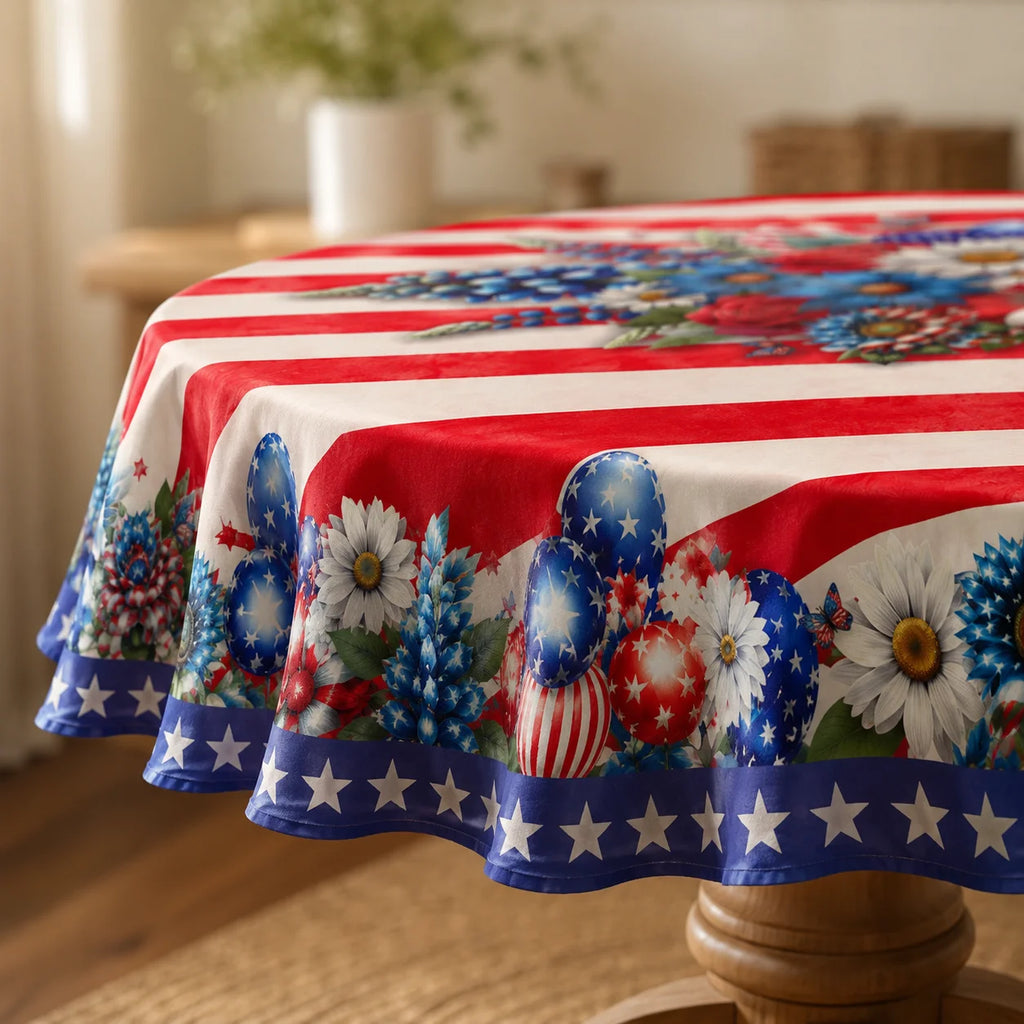 Round 4th of July Tablecloth