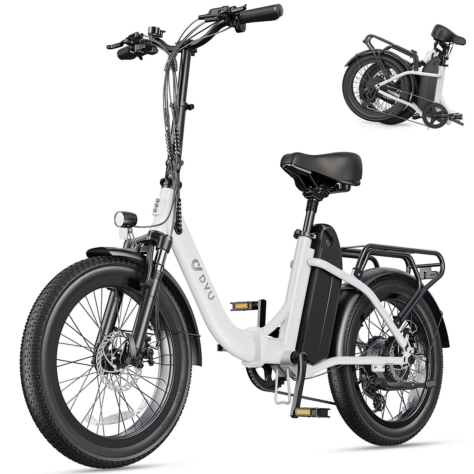DYU C9 Electric Bicycle Peak 1000W Motor 48V15.6AH Lithium Battery Electric Bike Hydraulic Brake 20*3.0 Inch Fat Tire E-bike