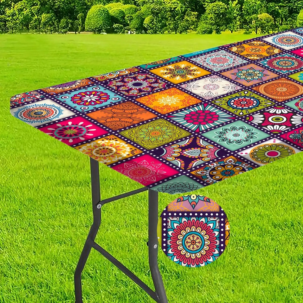 Indoor/Outdoor Picnic Floral Mandala Table Cover