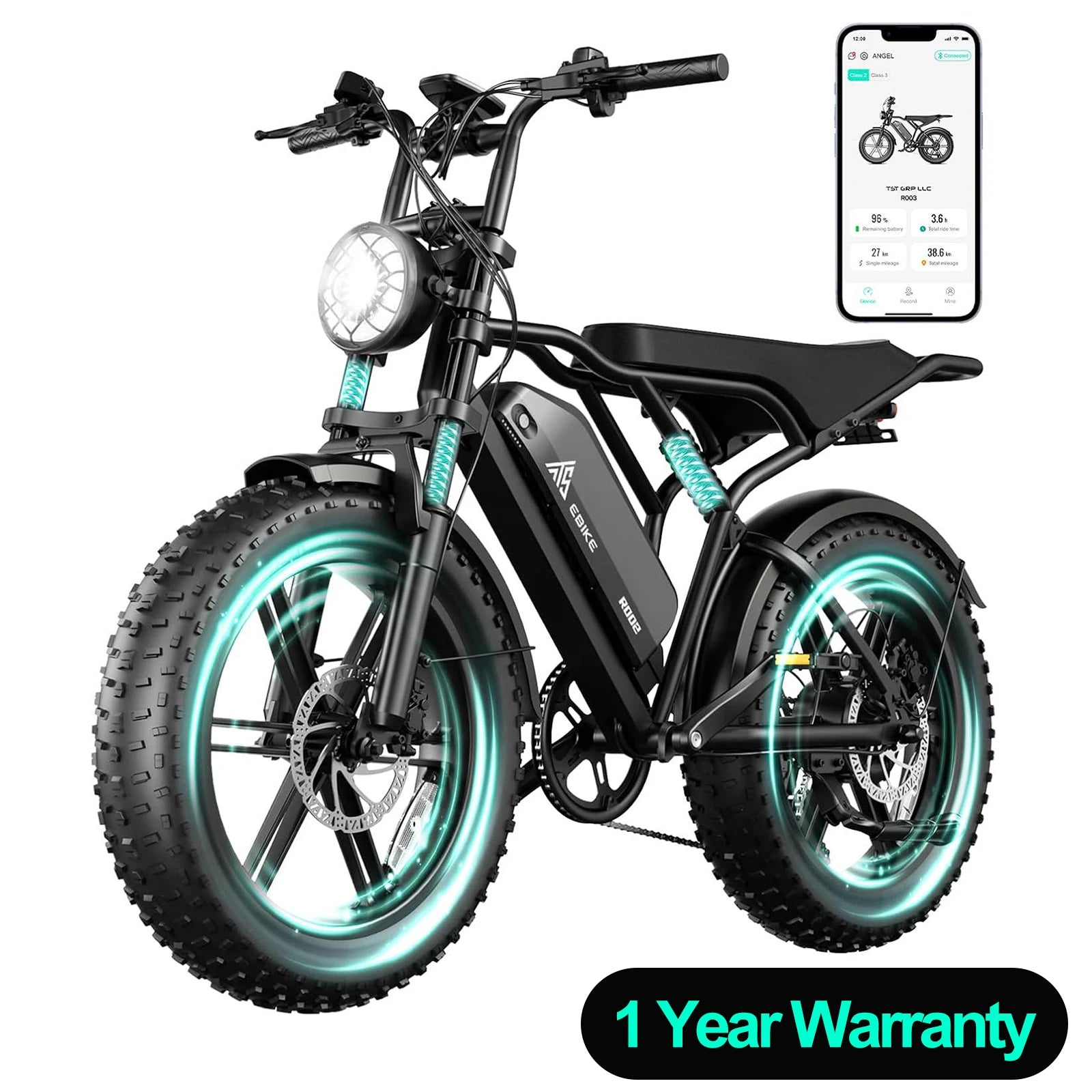 e-bike, 20" fat tires, 60-100mile range