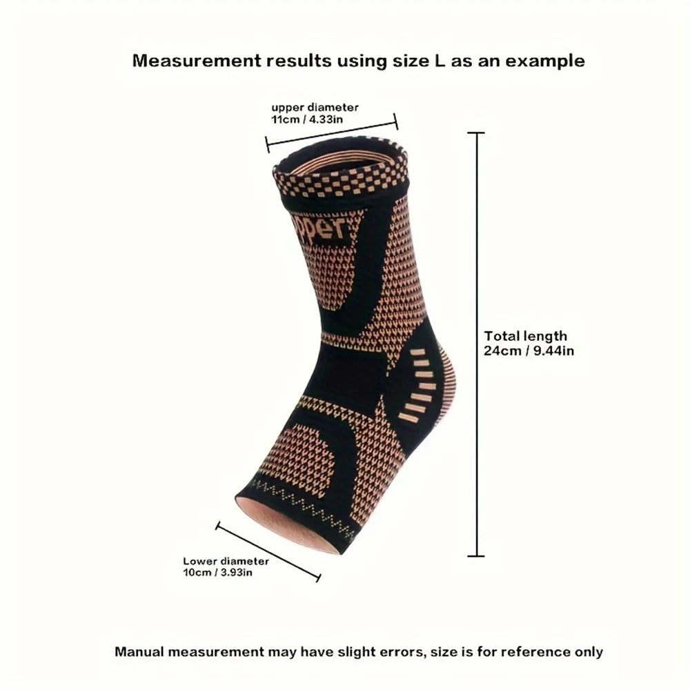 1Pc Ankle Brace for Women and Men, Ankle Compression Sleeve Support Copper Infused Ankle Brace, Support Heel Brace for Football