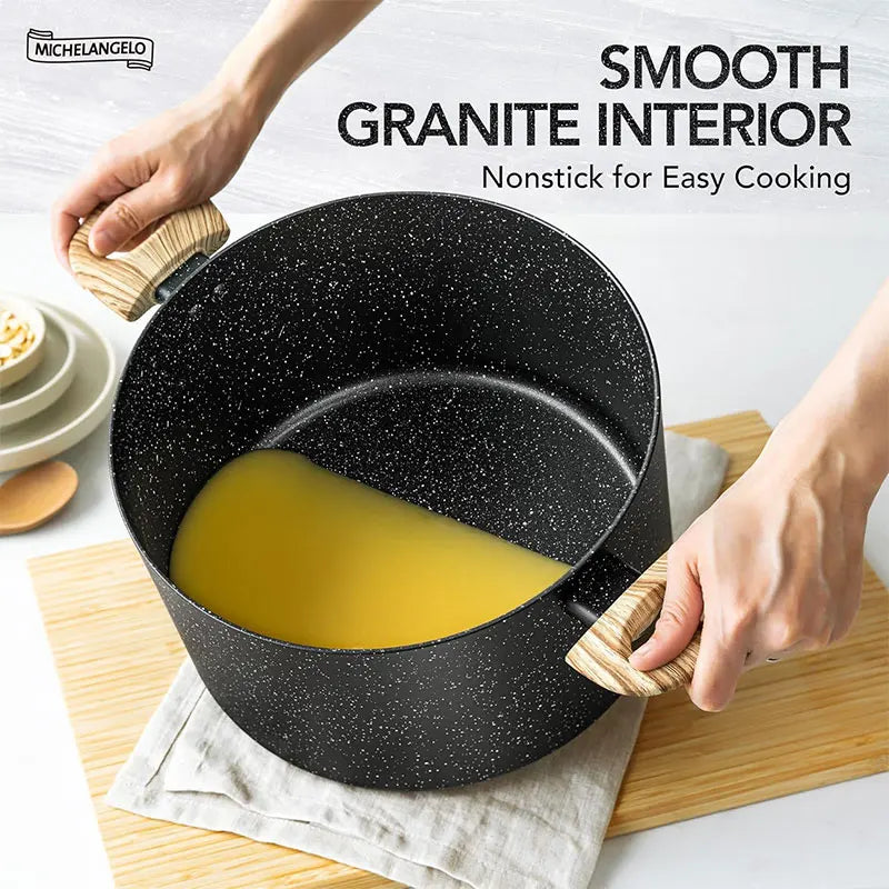 Nonstick Stock Pot 5 Quart Granite Large Soup Pot Pasta Cooking Pot