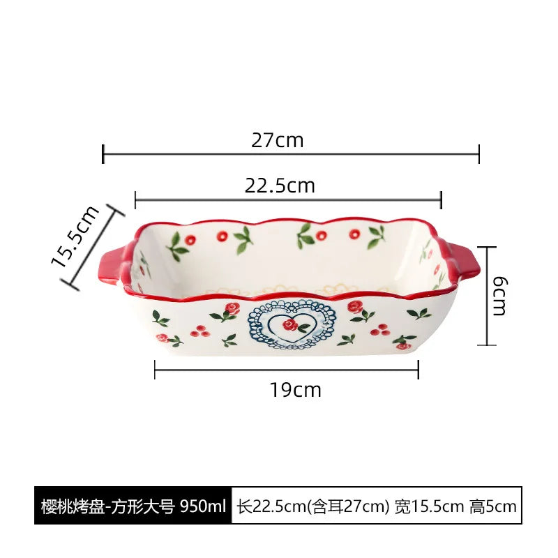 Rectangular Oval Bakeware Pan With Handle Ceramic Baking dish