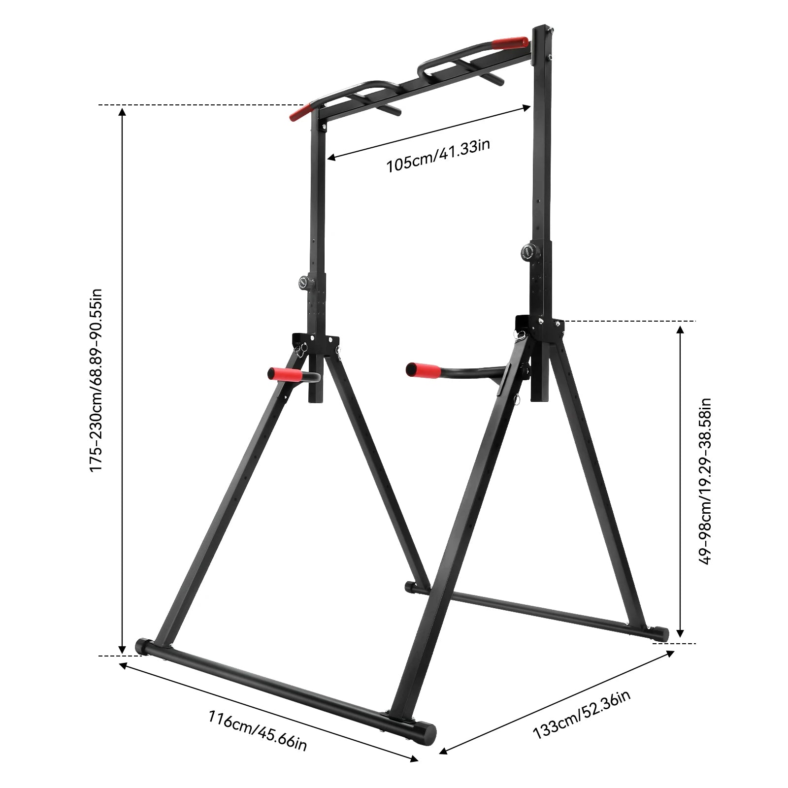 Triangular Pull Up Bar Station 200kg, Height Adjustable 5.74-7.55ft Foldable Power Tower for Home Gym