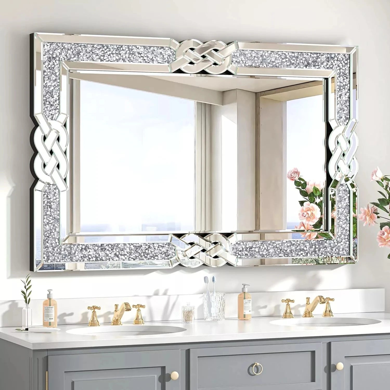 Rectangular Crushed Diamond Wall Mirror
