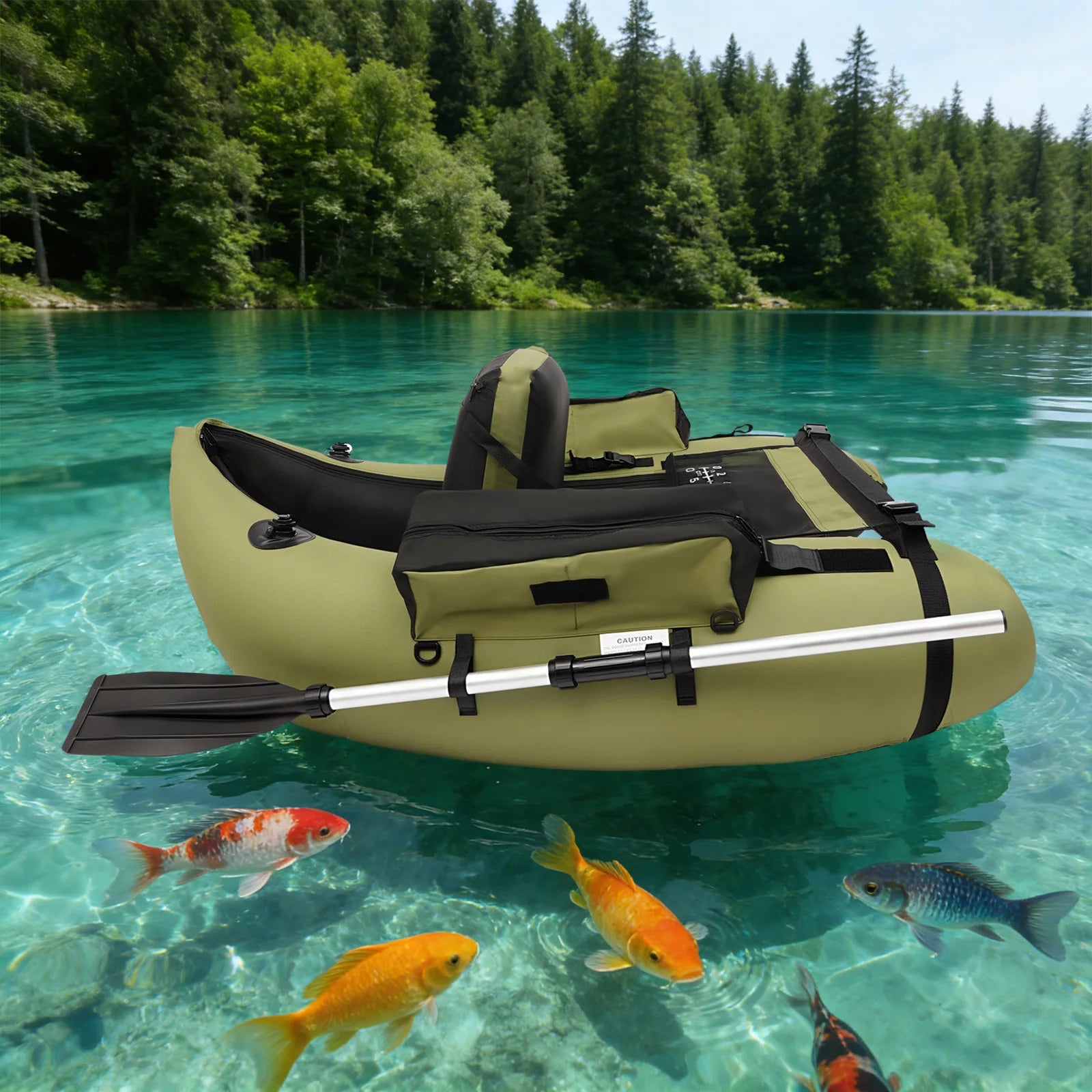 Inflatable Fishing Boat 1-Person Portable Lightweight Dinghy