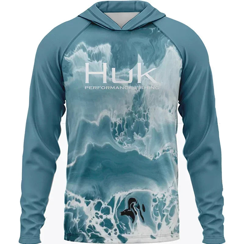 Summer Fishing Men Long Sleeve Hooded T-Shirt