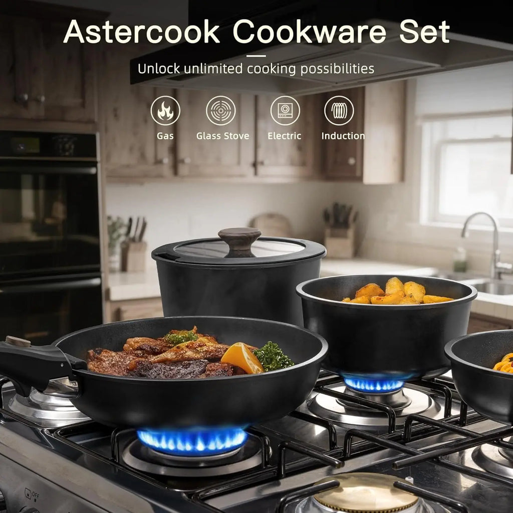 21PCS Black Ceramic Nonstick Cookware Set