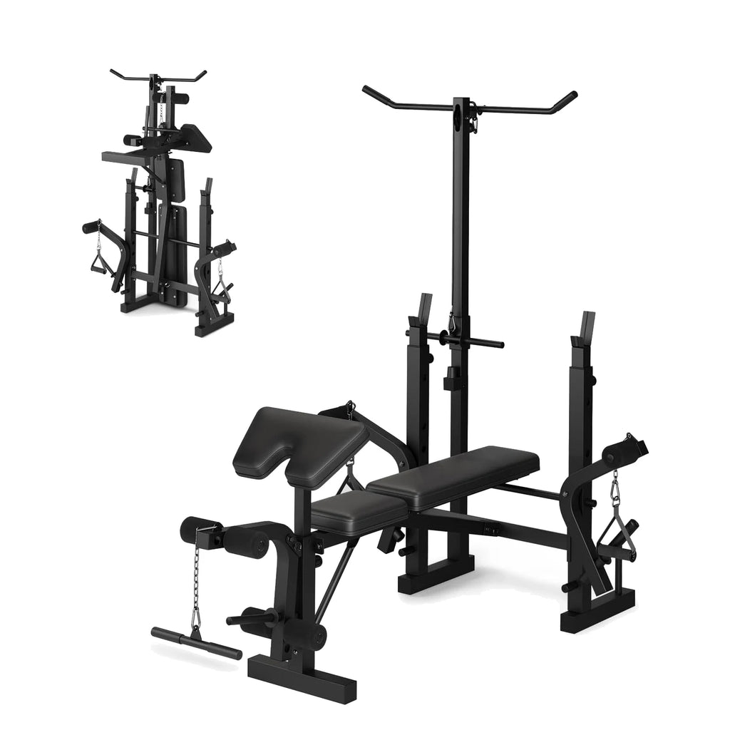 Weight Bench, Foldable Bench Press Set with Leg Extension