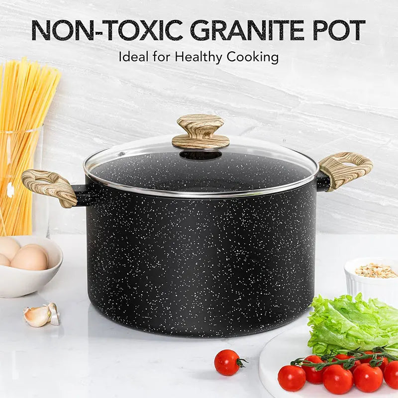 Nonstick Stock Pot 5 Quart Granite Large Soup Pot Pasta Cooking Pot