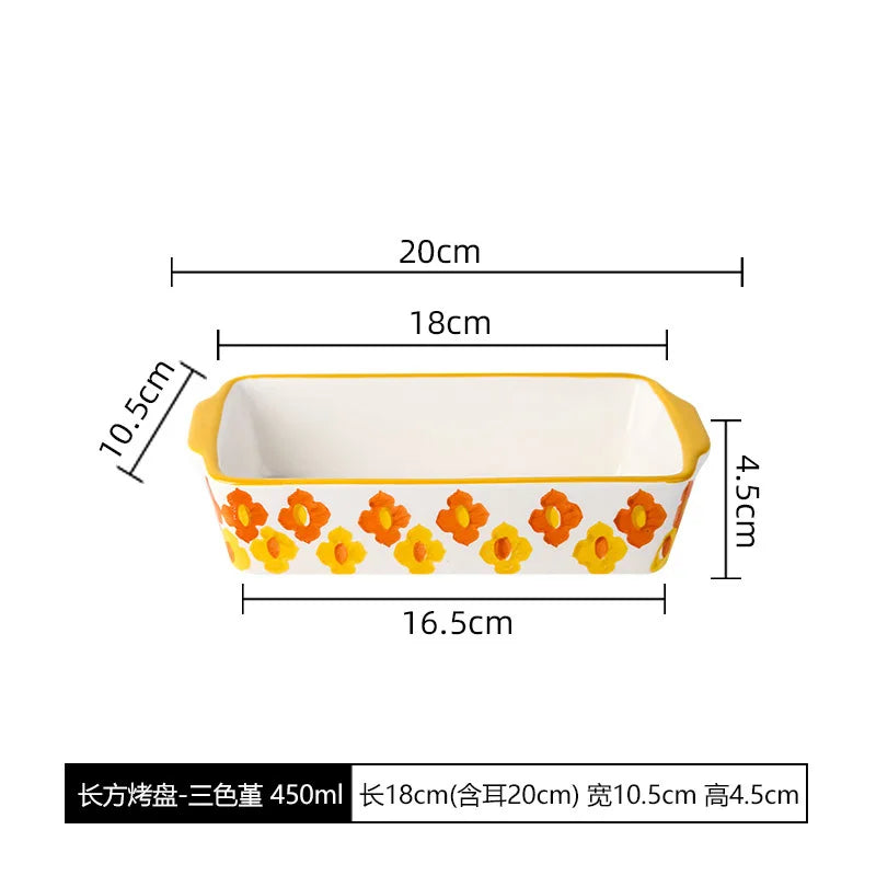 Rectangular Oval Bakeware Pan With Handle Ceramic Baking dish