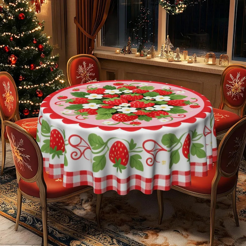 Round Strawberry Tablecloth
