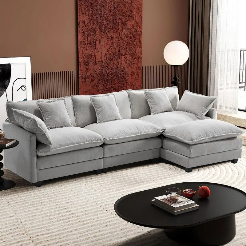 U-Shaped Modern Sofa with 2 Ottoman
