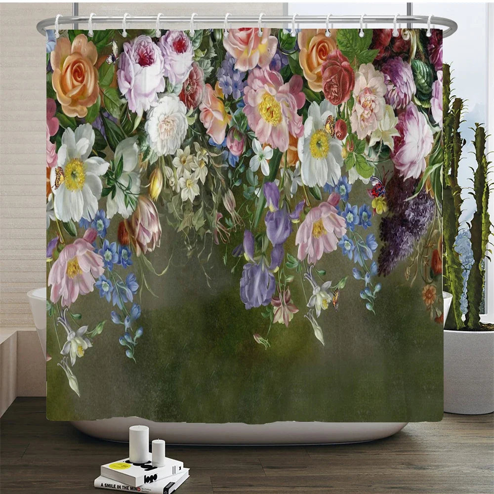 Chinese Style Flower and Birds Tree Shower Curtains