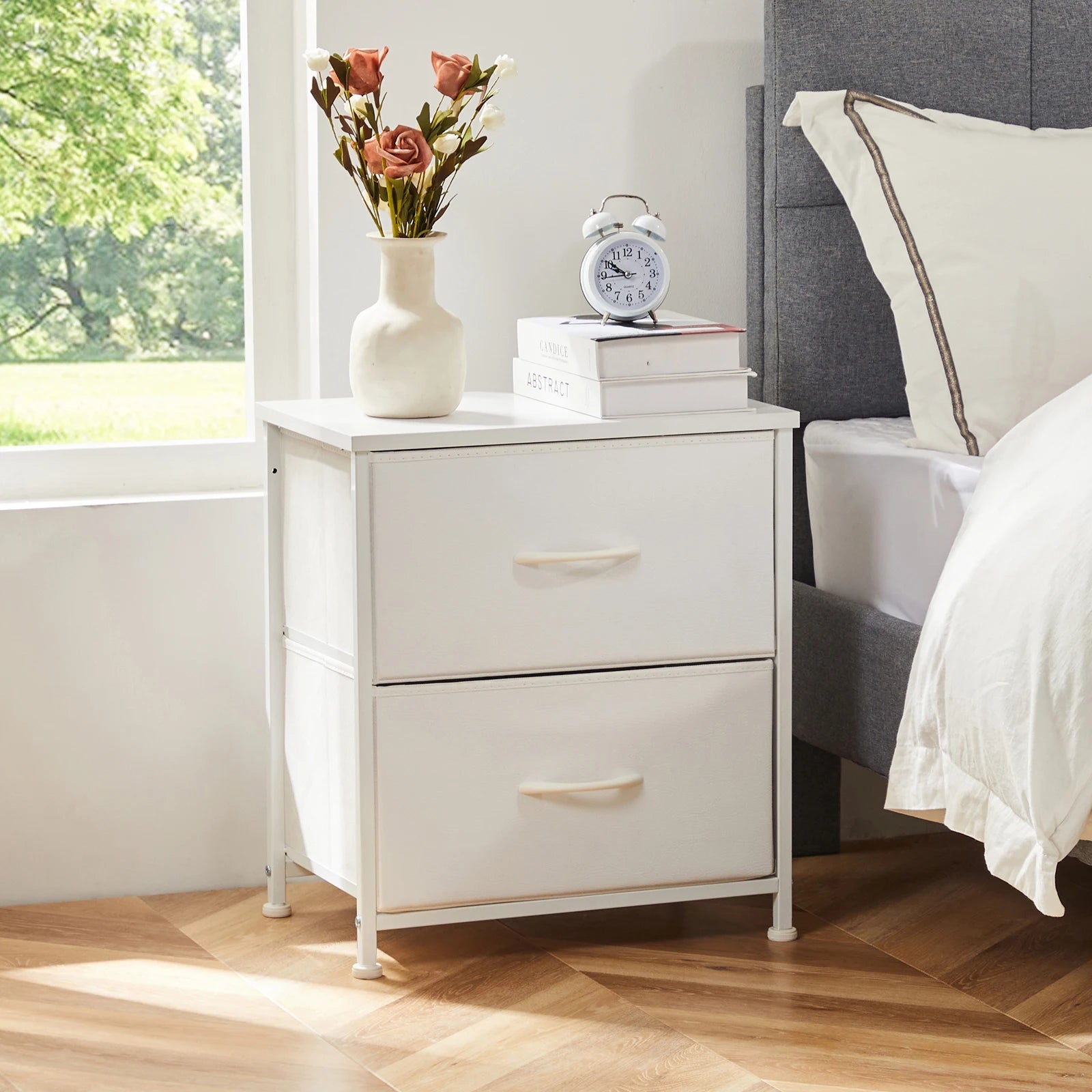 2Fabric Drawers Nightstand