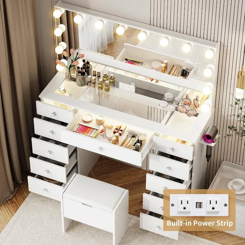 Makeup Vanity Desk with adjustable lighting