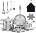 16PCs Stainless Steel Cookware Set with Steamer