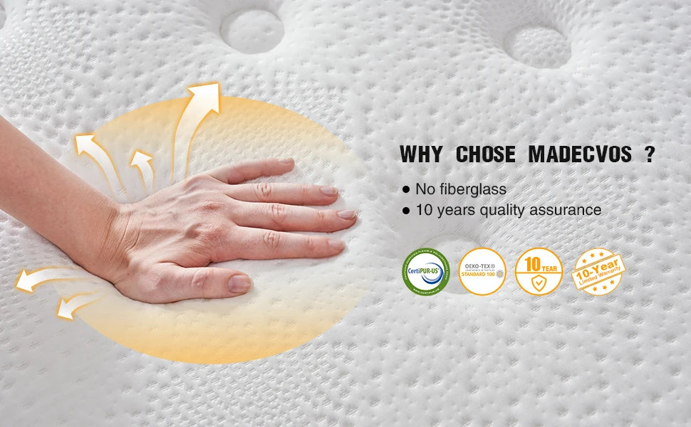 Queen\King Full Size Mattress,12 Inch Hybrid Mattress in a Box with Pocket Spring