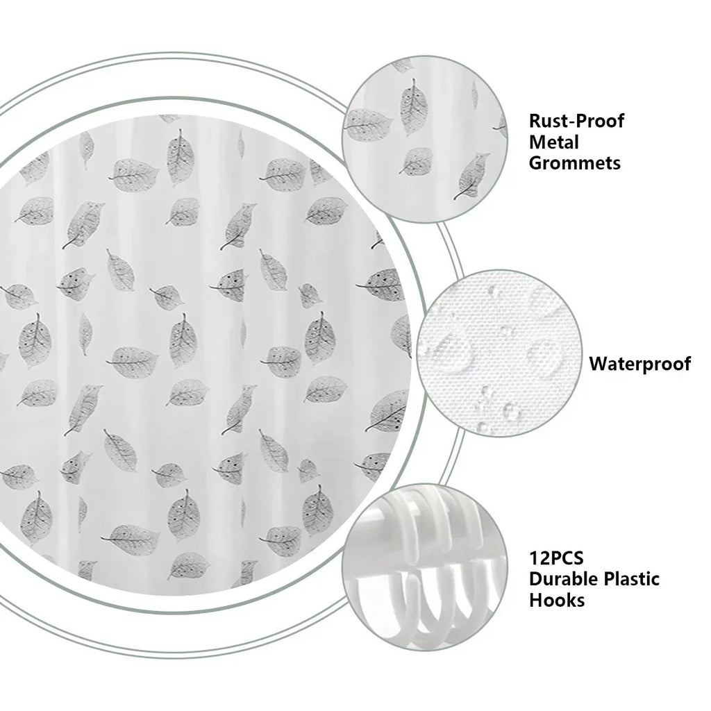 Leaf Pattern Plastic Shower Curtain