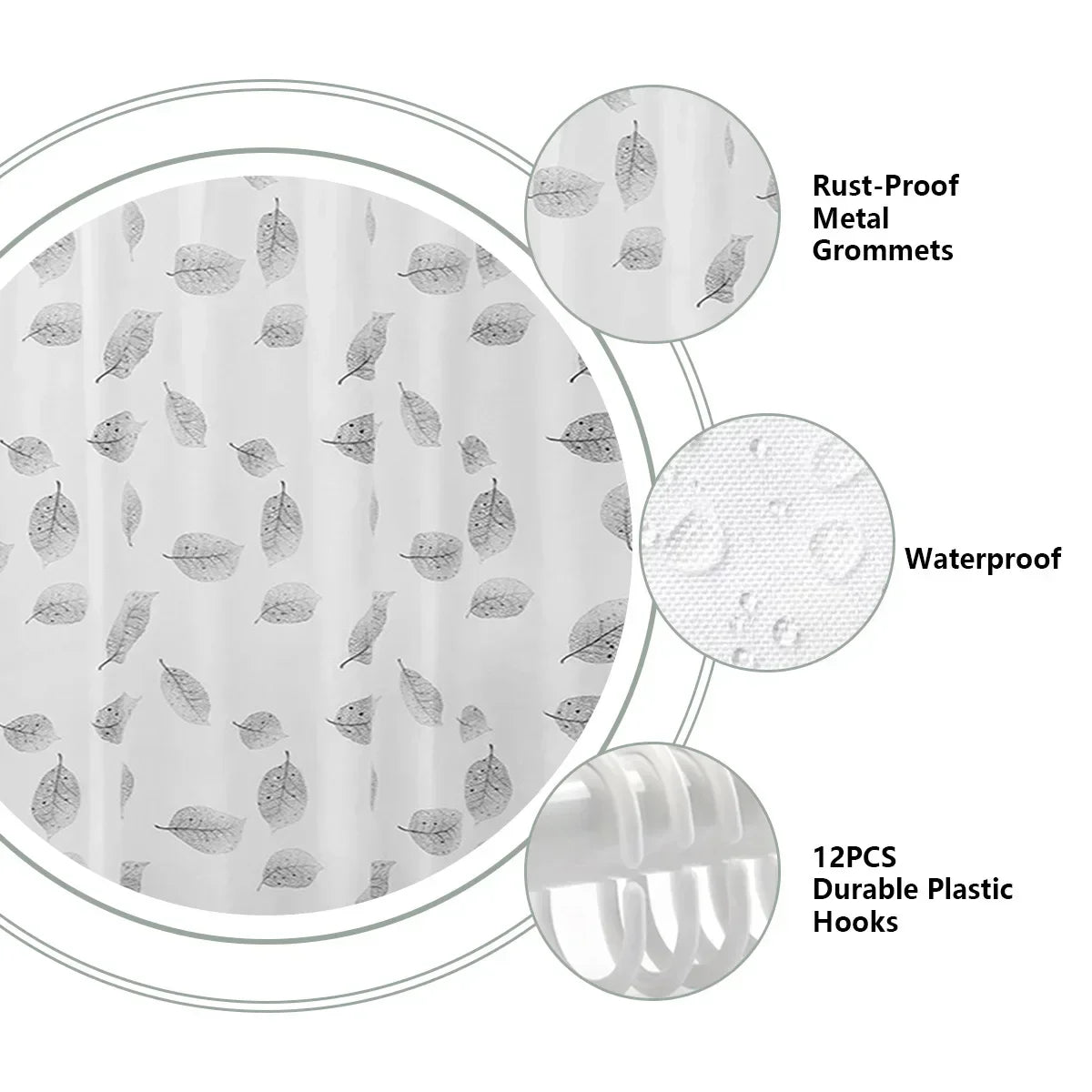 Leaf Pattern Plastic Shower Curtain