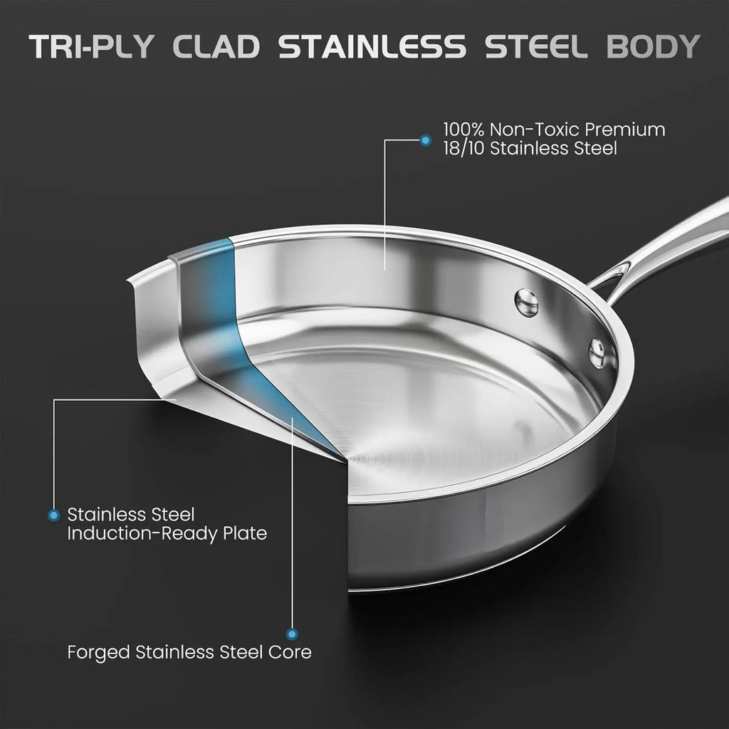 16PCs Stainless Steel Cookware Set with Steamer