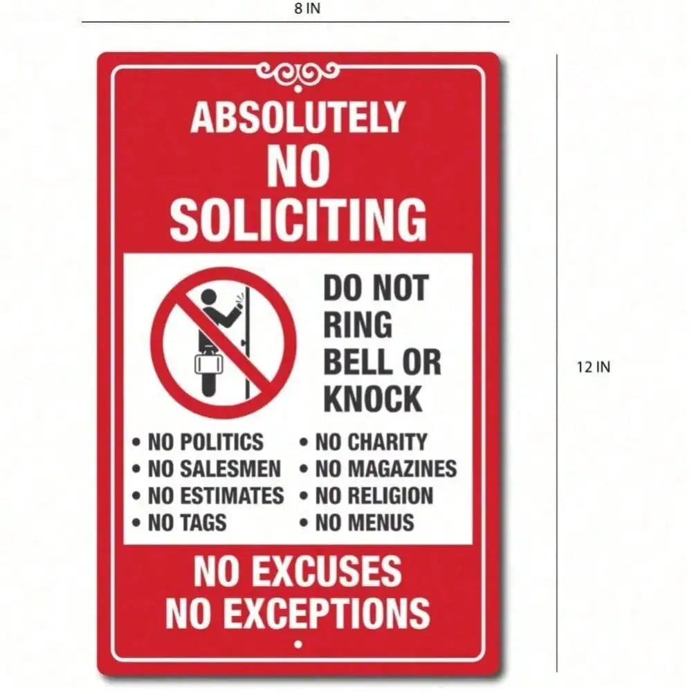 No Soliciting Sign No Exceptions Dont Knock Front Door Home Business Security-Aluminum
