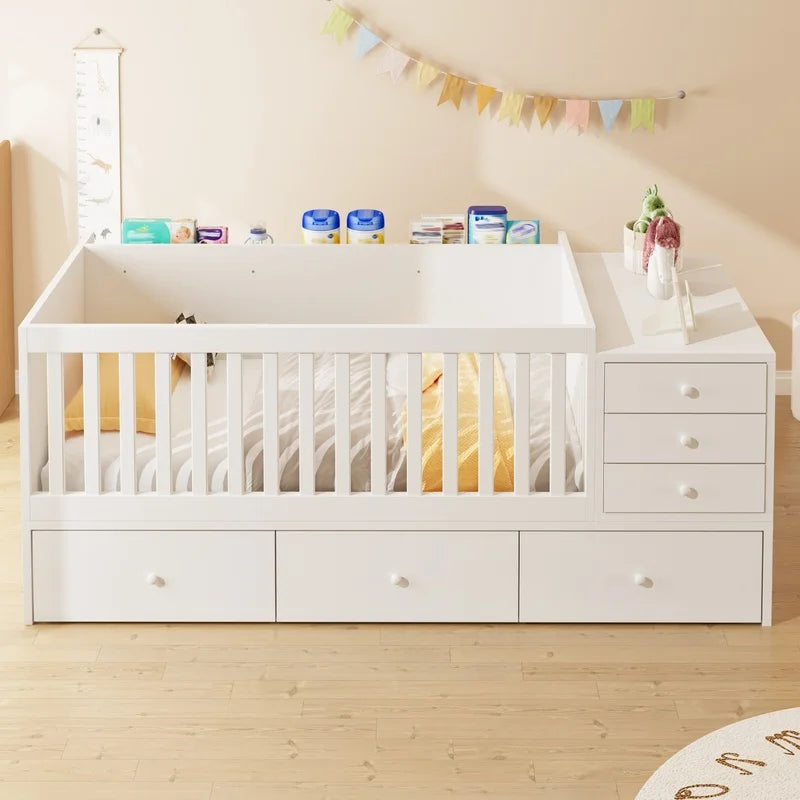 Convertible Crib to Changing Table with safety rails