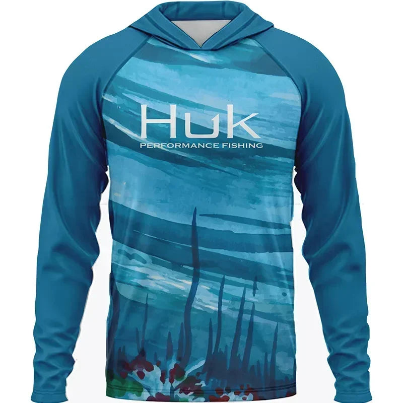 Summer Fishing Men Long Sleeve Hooded T-Shirt