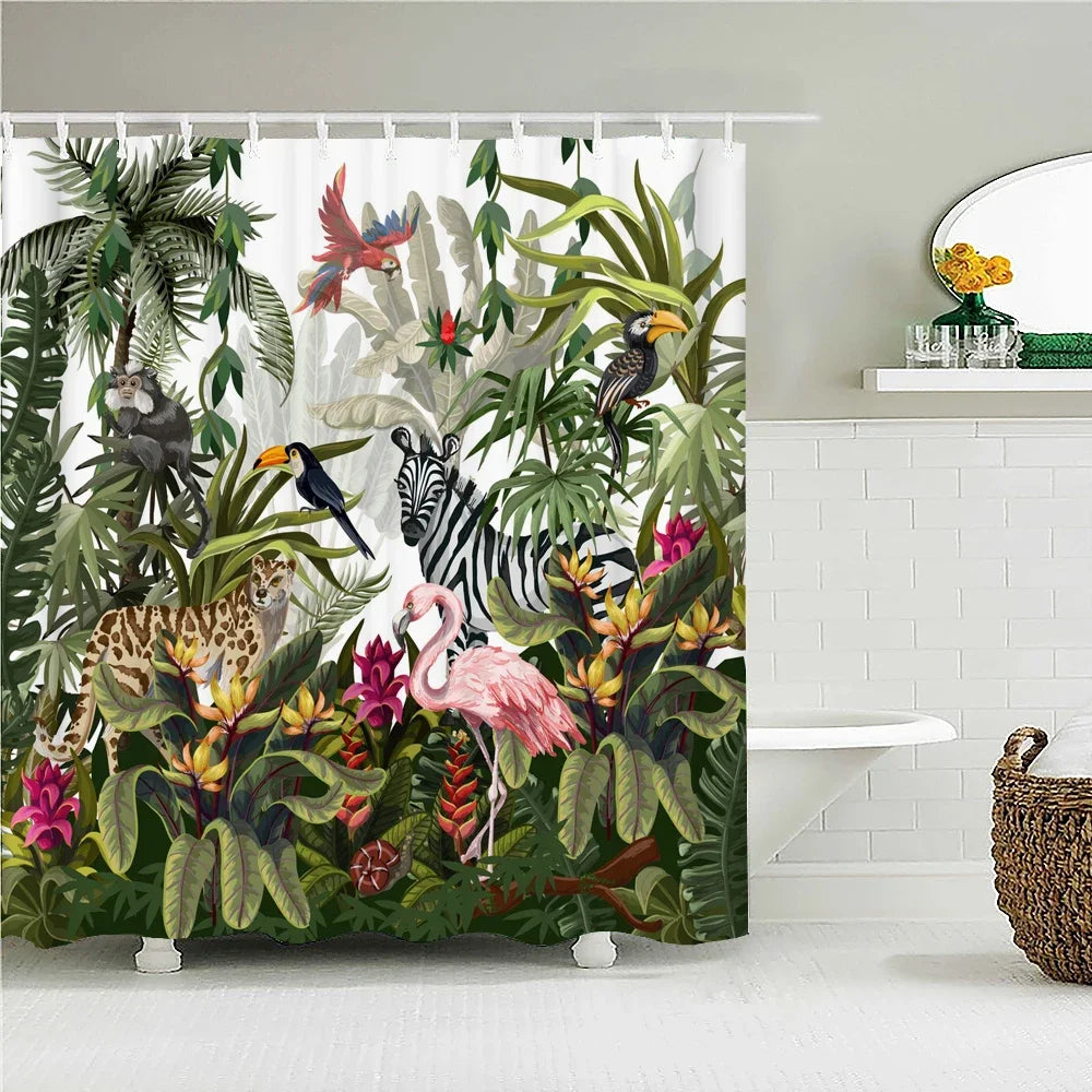 Chinese Style Flower and Birds Tree Shower Curtains