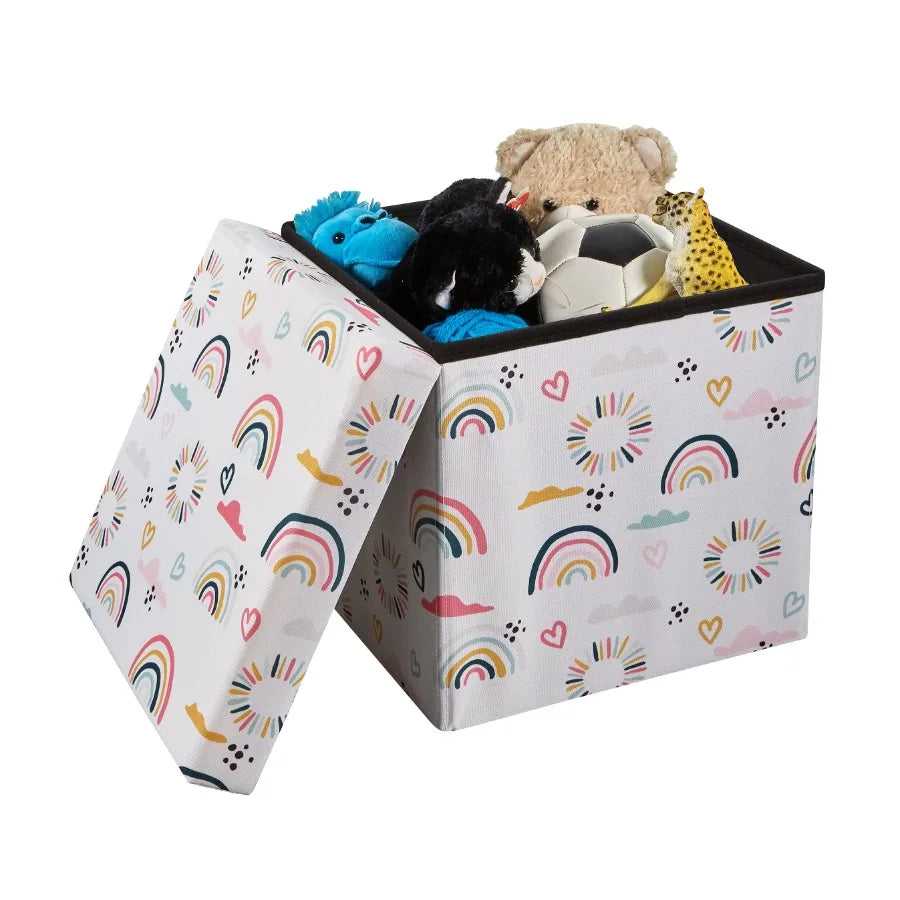 Laundry Basket, Rainbow Toy Storage Box, Suitable For Room Decor, Dirty Clothes Basket, Bedroom, Bathroom, Gift Basket Rainbow