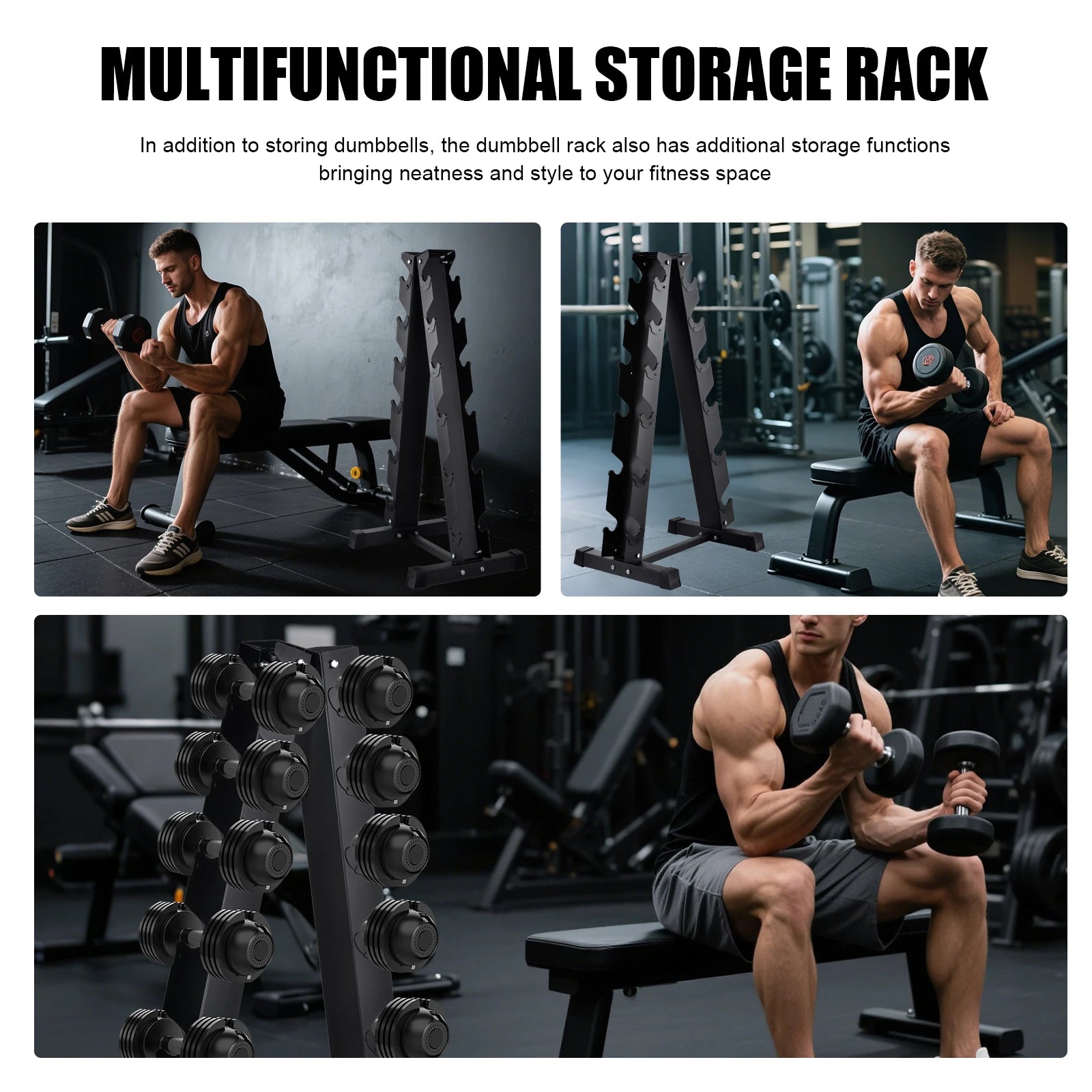 Ye 1100LB Capacity Adjustable 3-Tier Dumbbell Rack for Home Gyms, 36-Inch Base Model Storage Stand