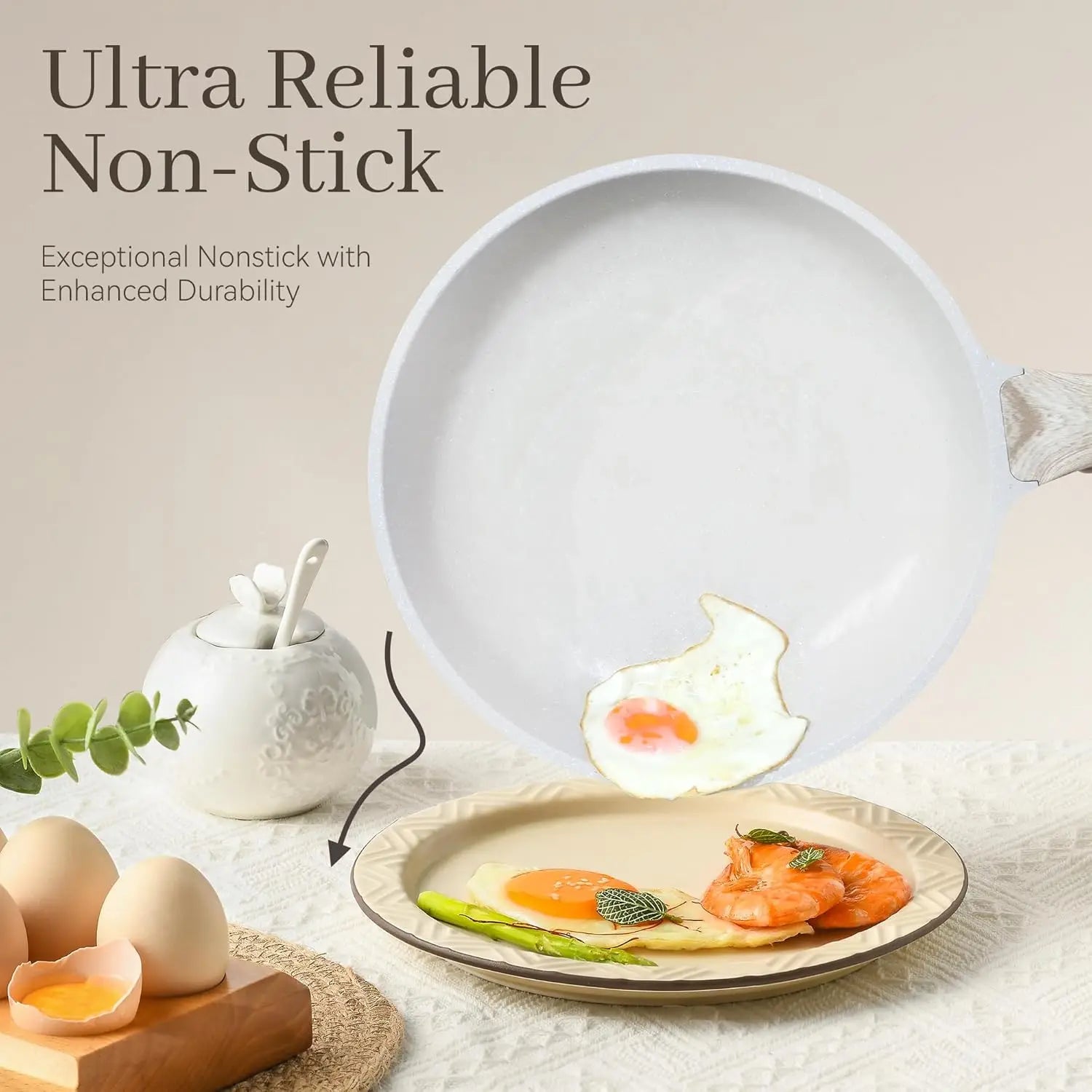 Non-Stick Pots and Pans Set, Granite Induction Cookware with Frying Pans, Saucepans, Griddle, Egg Pan