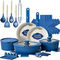 Non Stick Pots and Pans Set, 21 Pcs Ceramic Cookware with Detachable Handles