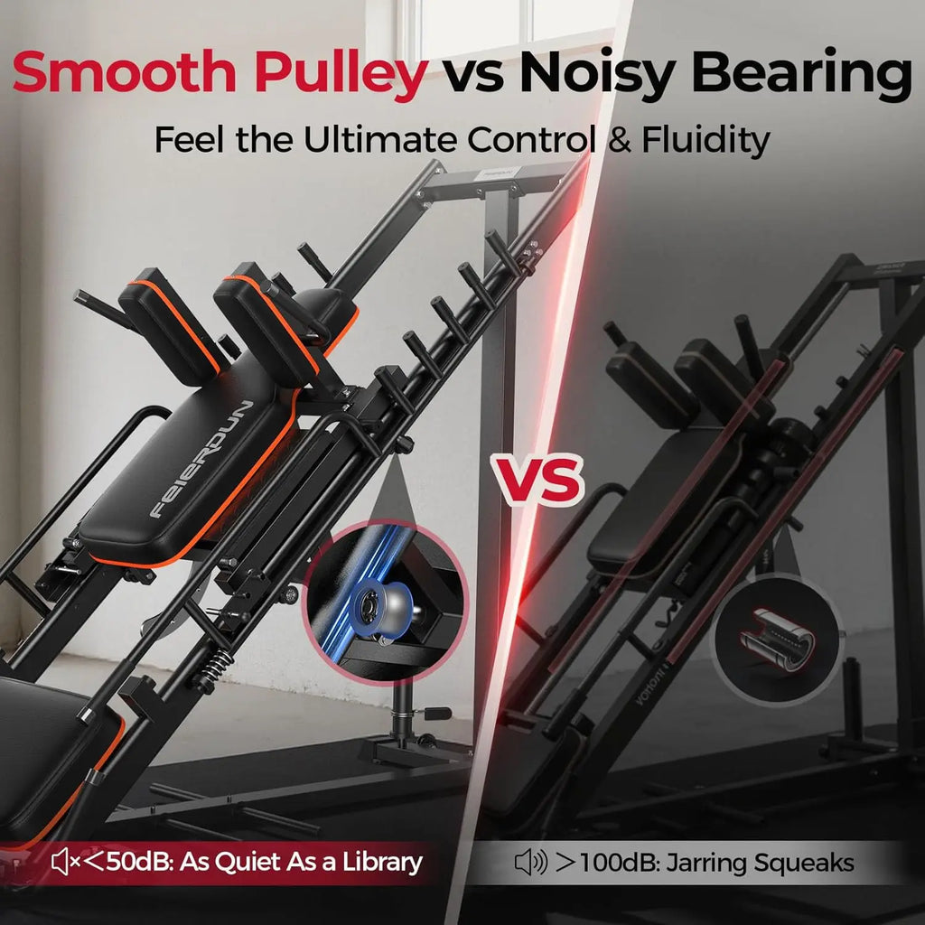 FEIERDUN 3‑in‑1 Leg Press Hack Squat Machine with Ultra-Quiet Pulley System