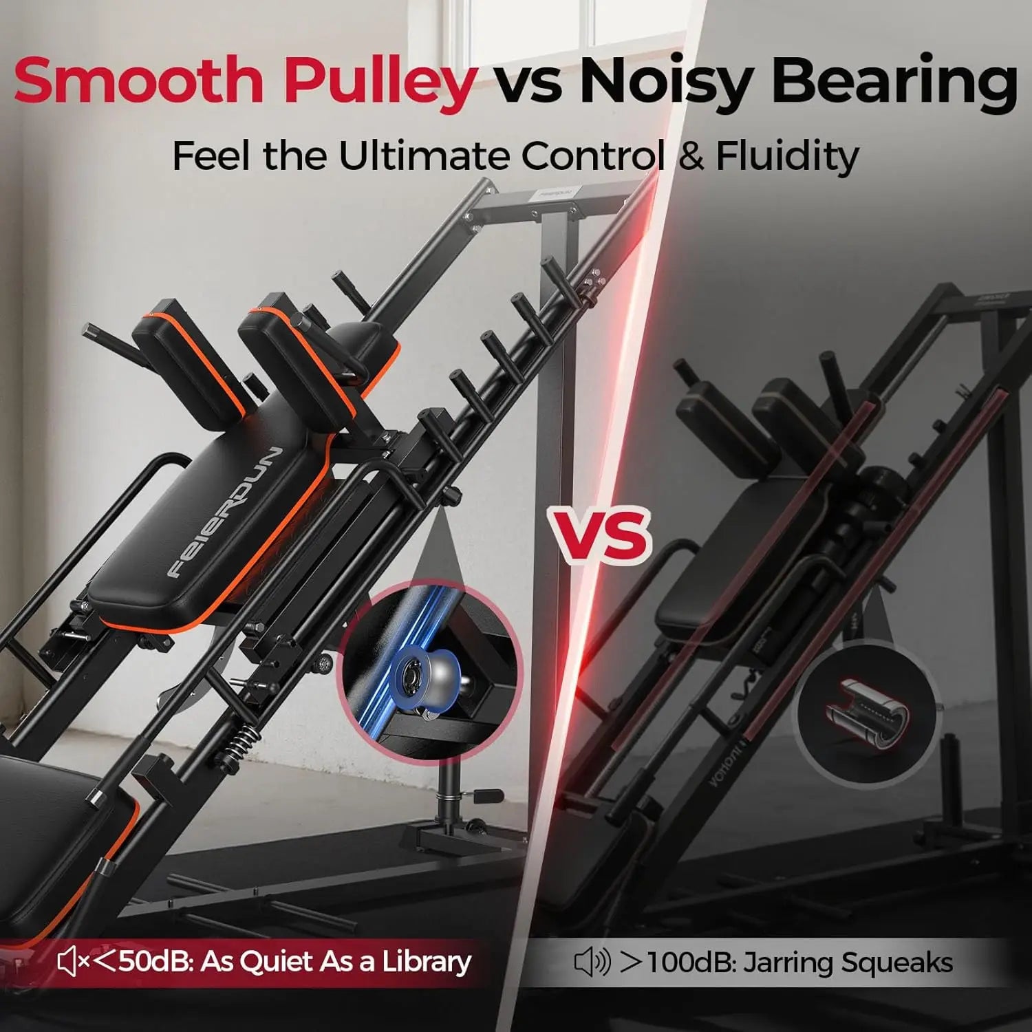 FEIERDUN 3‑in‑1 Leg Press Hack Squat Machine with Ultra-Quiet Pulley System