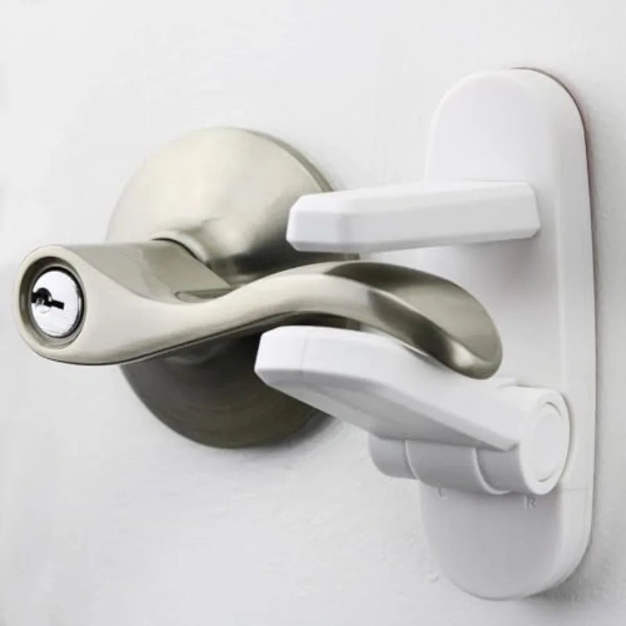 Door Lever Lock 6 Pack Baby Proof Doors Easy One Hand Operation for Adults Durable ABS with 3M Adhesive No Tools Needed