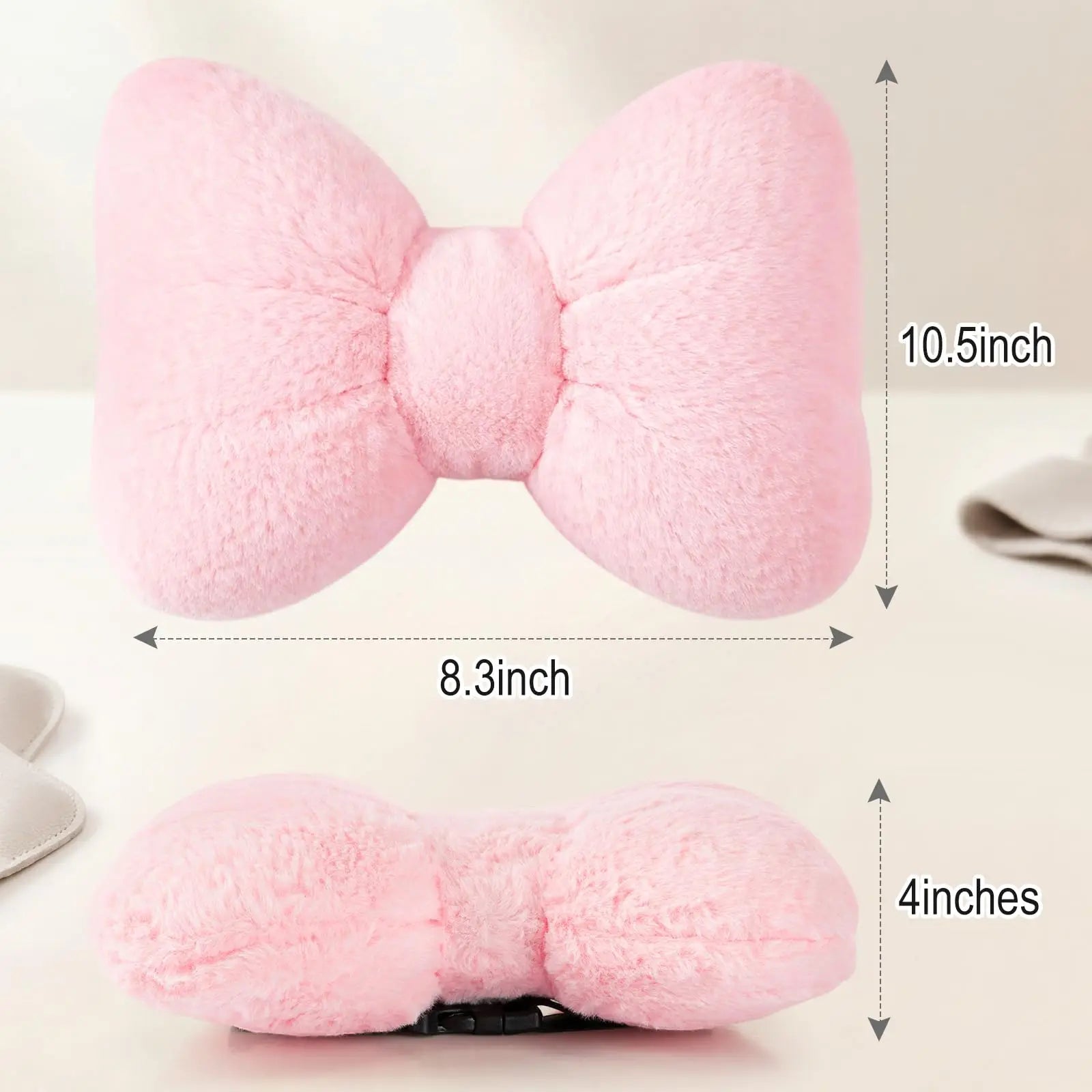2 Pcs Car Neck Pillow Soft Plush Bow Headrest Support Comfortable