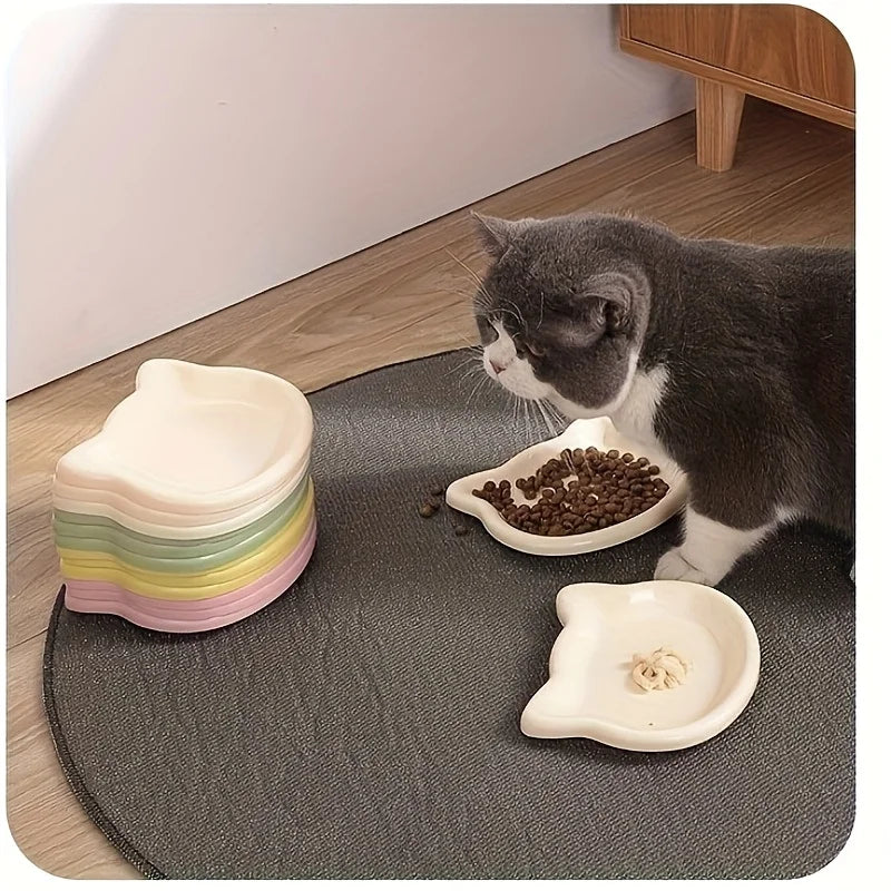 4-Color Pet Bowl Cat Food Dish Canned Snack Frozen Meal Plate