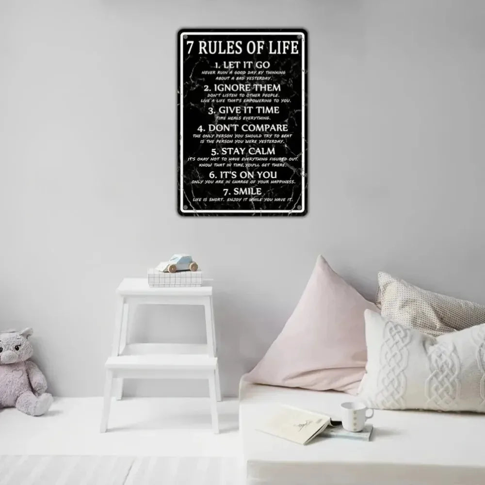 Men's 7 Rules of Life Metal Tin Sign