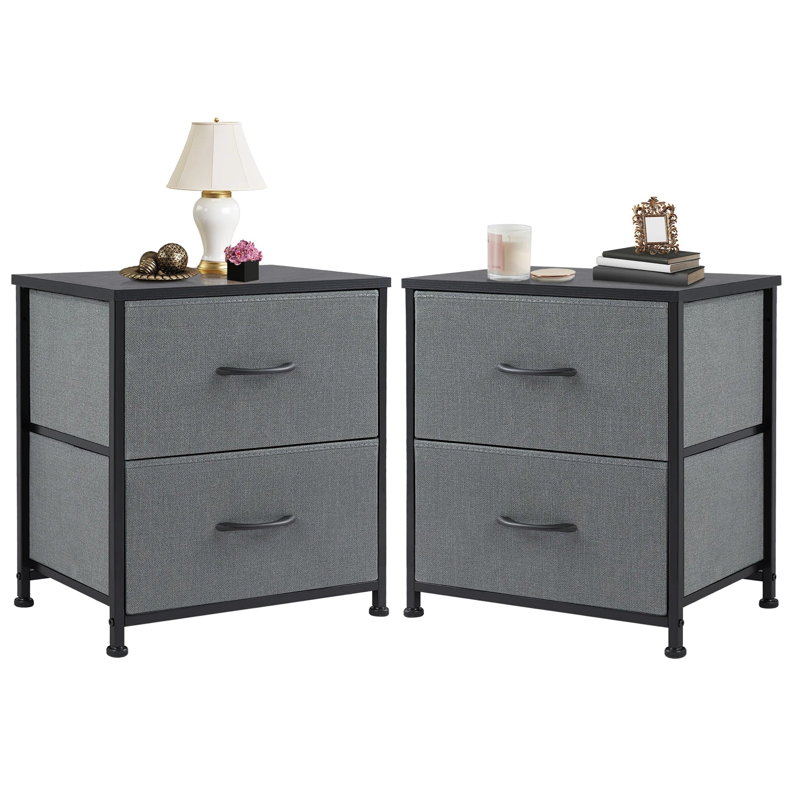 2Fabric Drawers Nightstand