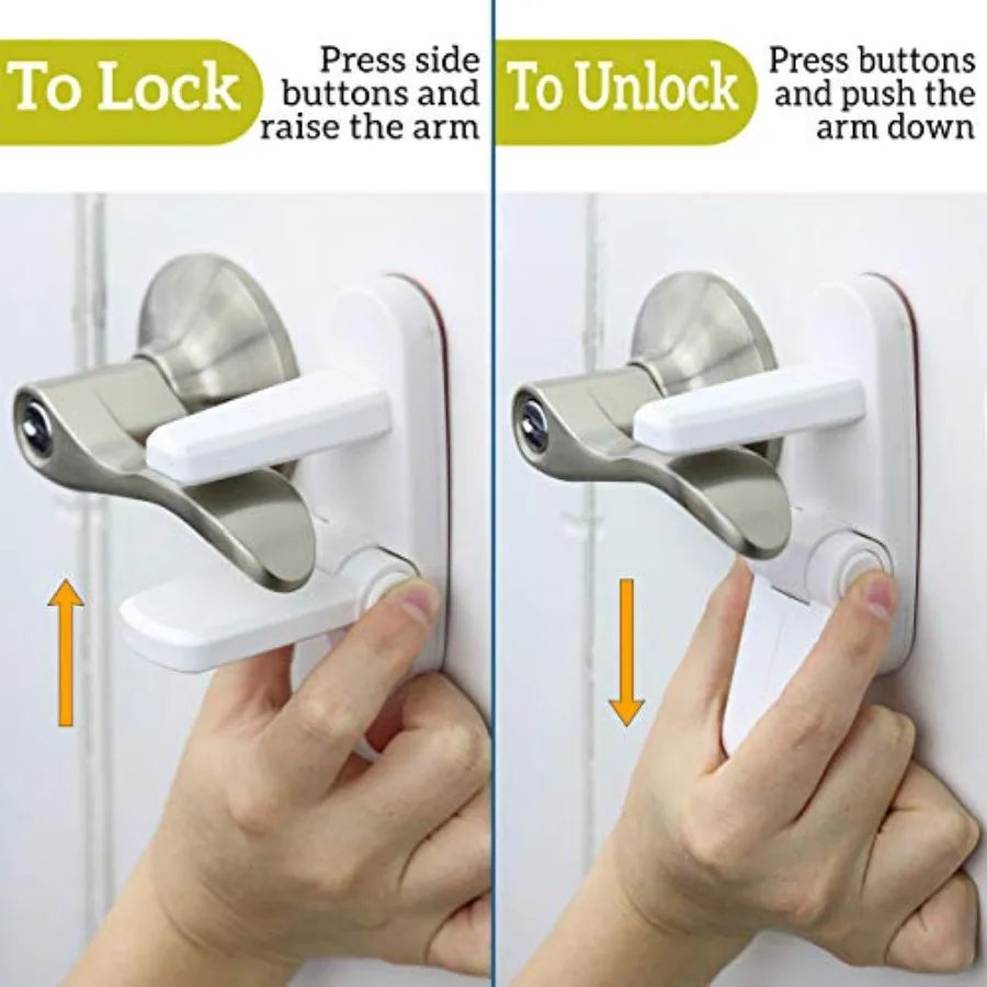 Door Lever Lock 6 Pack Baby Proof Doors Easy One Hand Operation for Adults Durable ABS with 3M Adhesive No Tools Needed