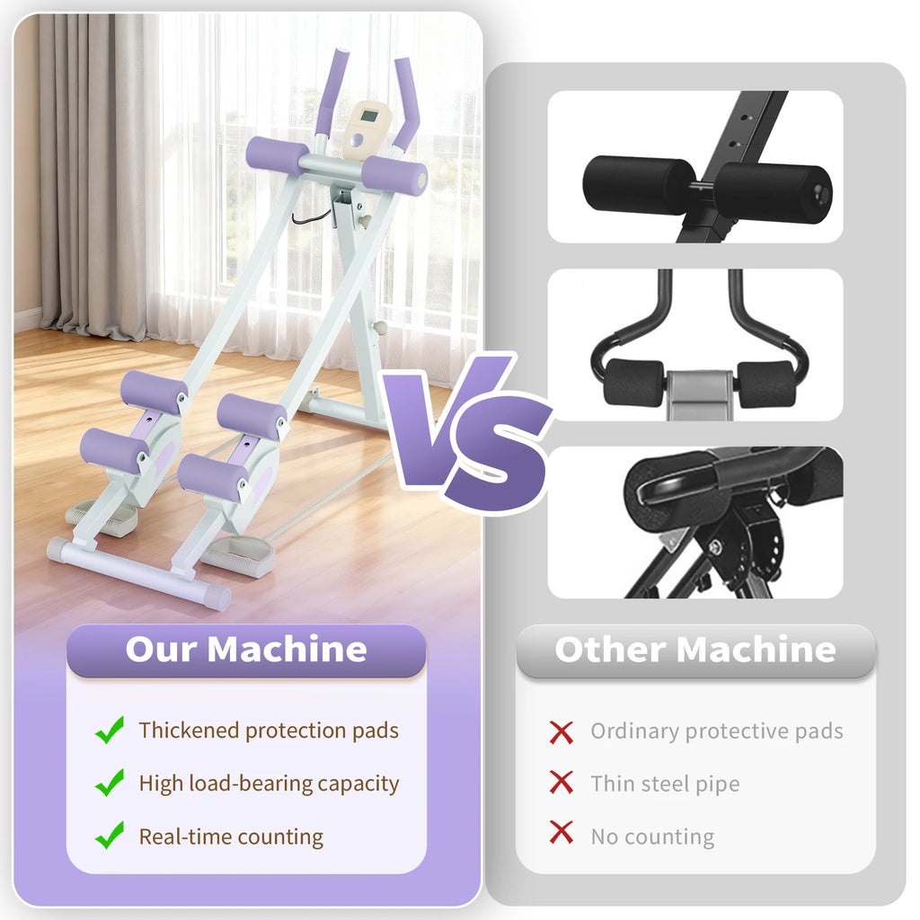 Abdominal Curling Exercise Machine Adjustable Dual Track Fitness Equipment Coaster Foldable Trainer Workout