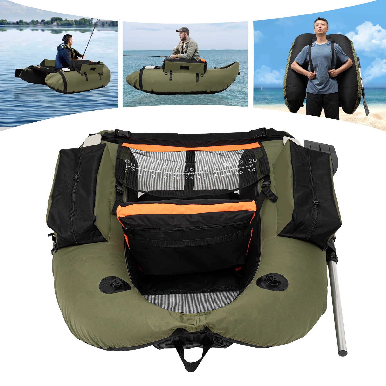 Inflatable Fishing Boat 1-Person Portable Lightweight Dinghy