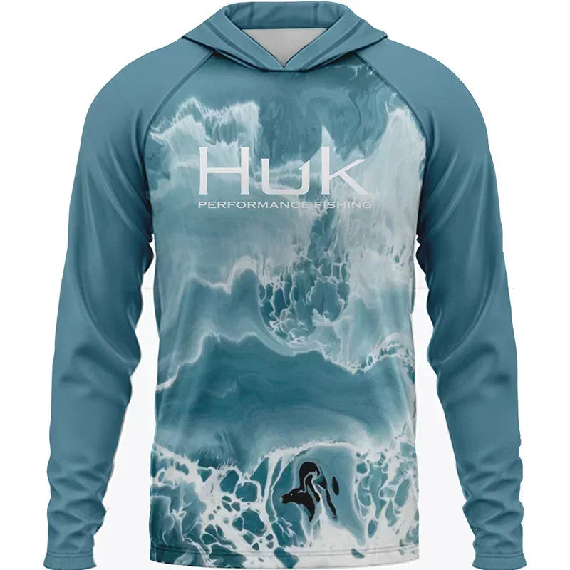 Summer Fishing Men Long Sleeve Hooded T-Shirt