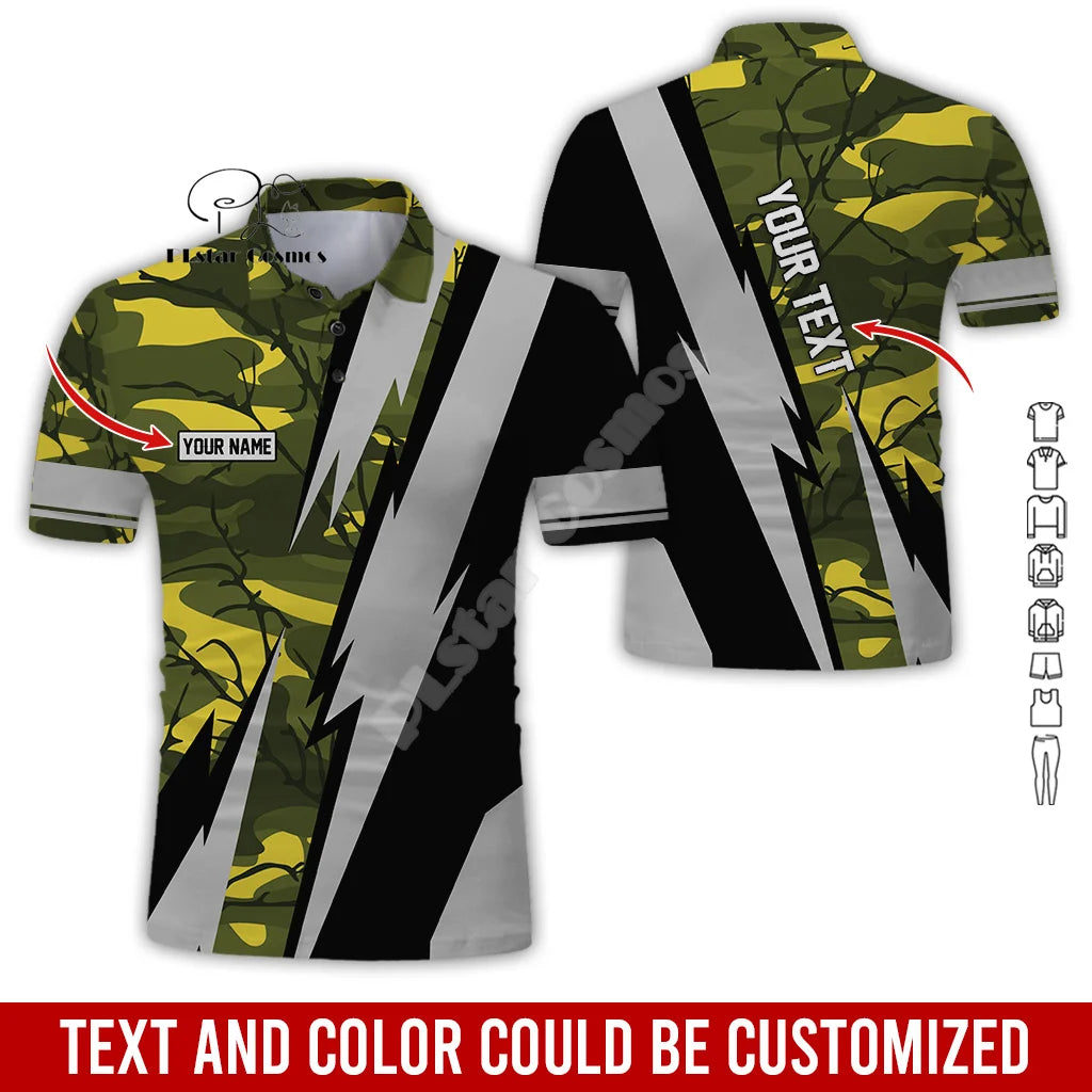 Custom Name Deer Hunting Camo Casual Collar Polo Shirts Short Sleeves