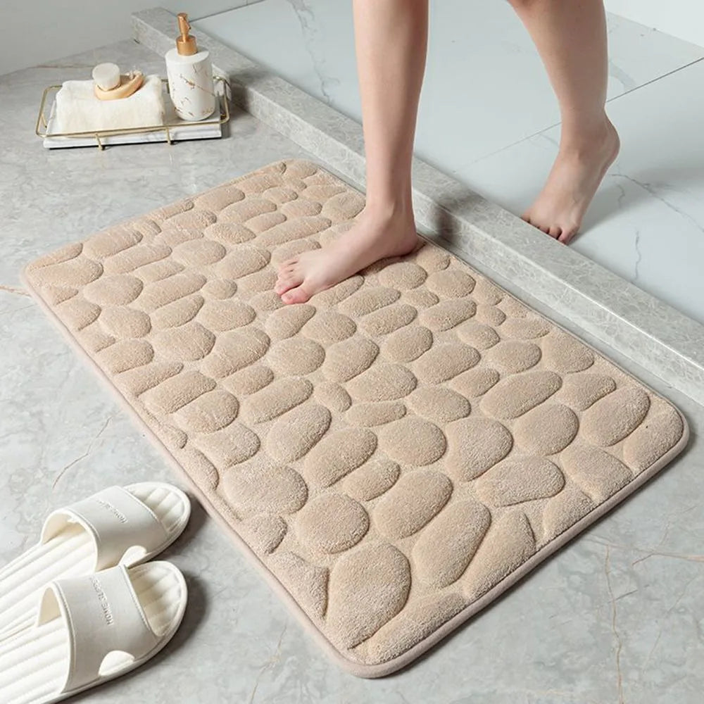 Cobblestone shower door mat