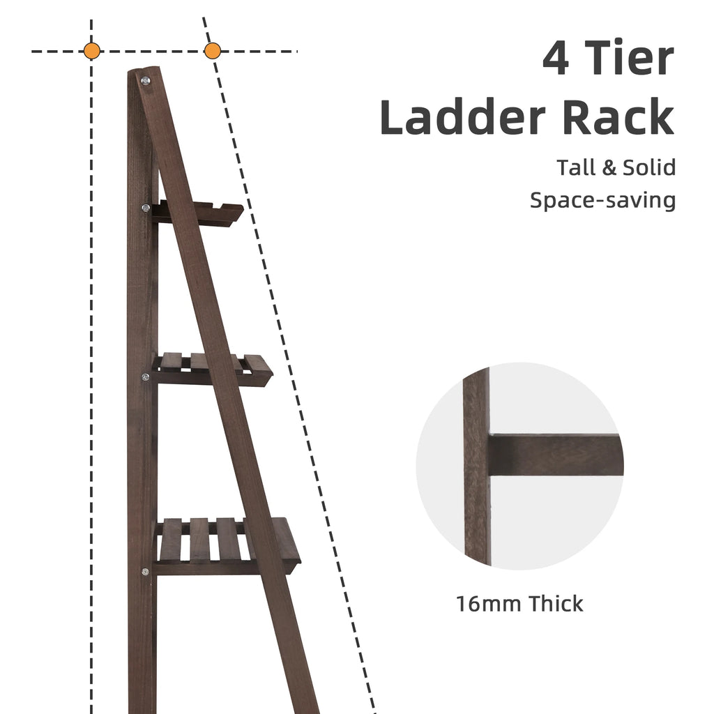 Folding 4 Tier Storage Shelving Unit, Ladder Shelf